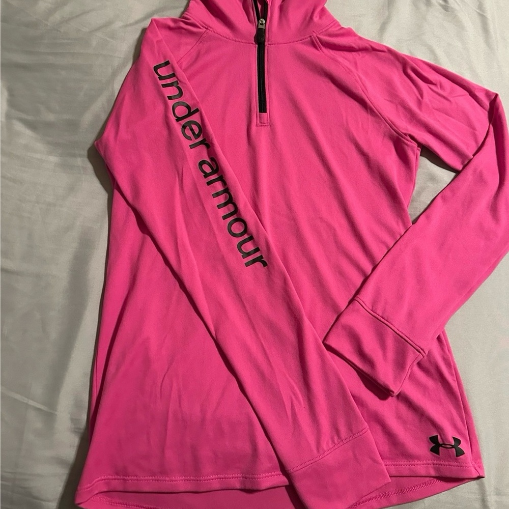Under Armour Girls youth size large Pink Half-Zip Performance Top